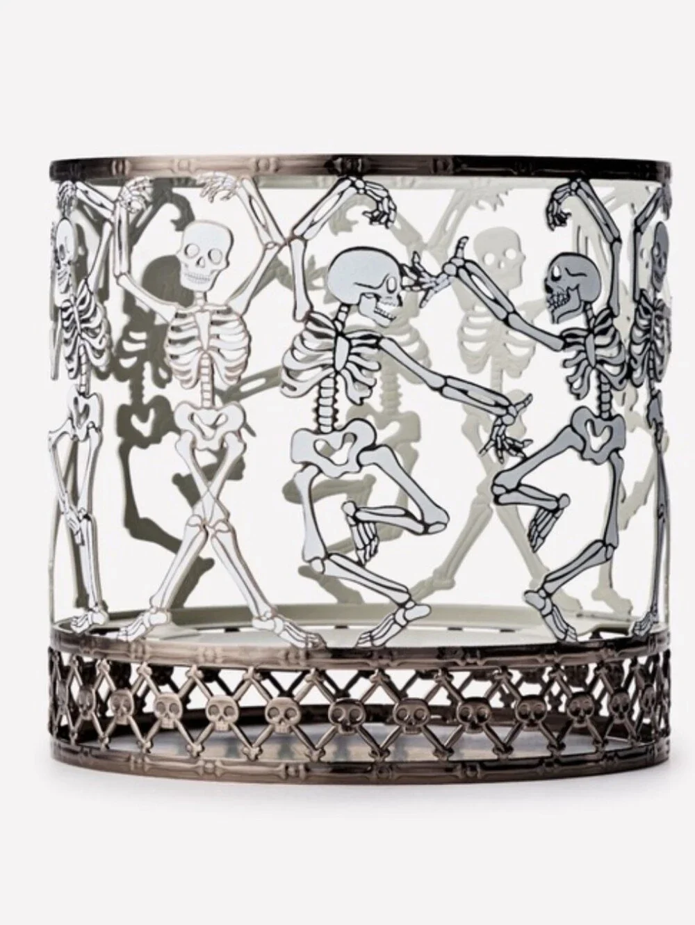 Bath & Body Works Dancing Skeleton Metal Candle Holder - Silver